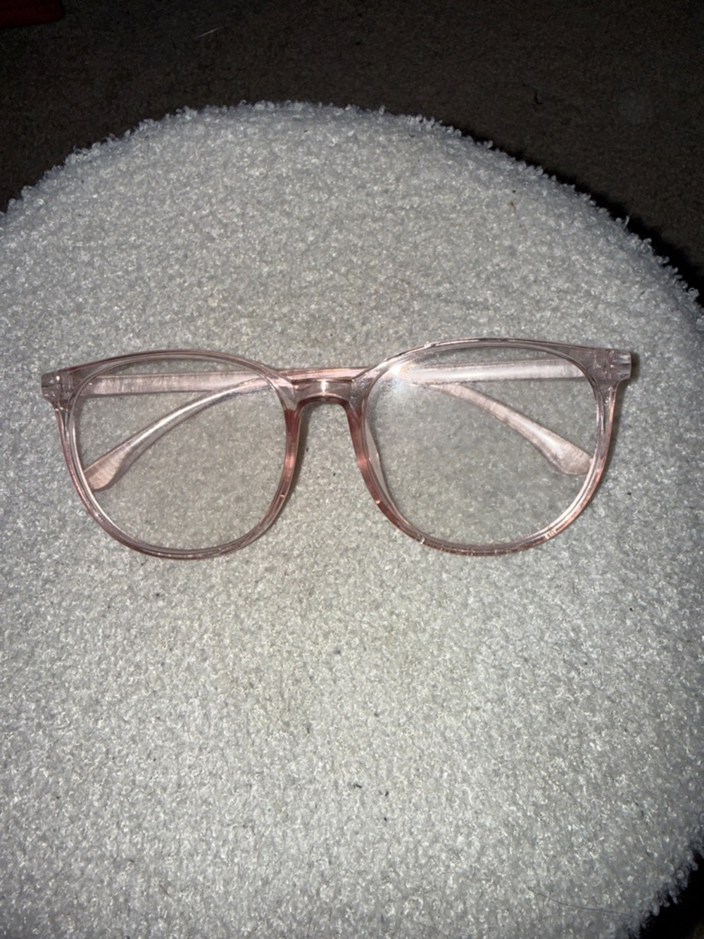 Clear Light Pink Oversized Round Glasses